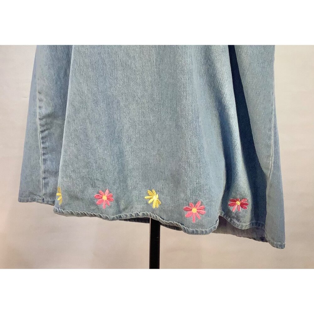 VTG Quacker Factory Dress Size 14 Embroidered Flowers Cottage Core Casual - Picture 7 of 9